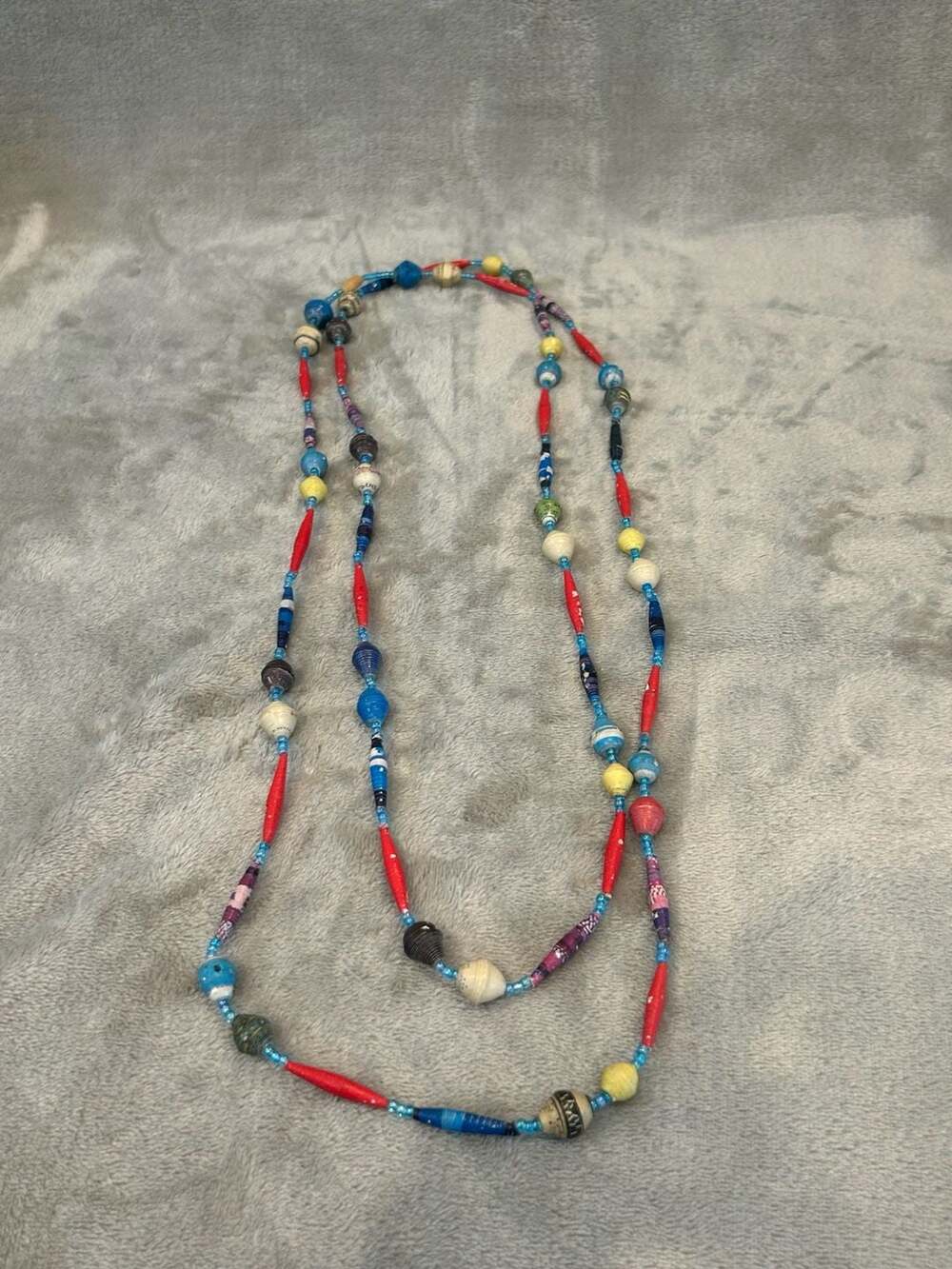 Multicolored Paper Beaded Necklace